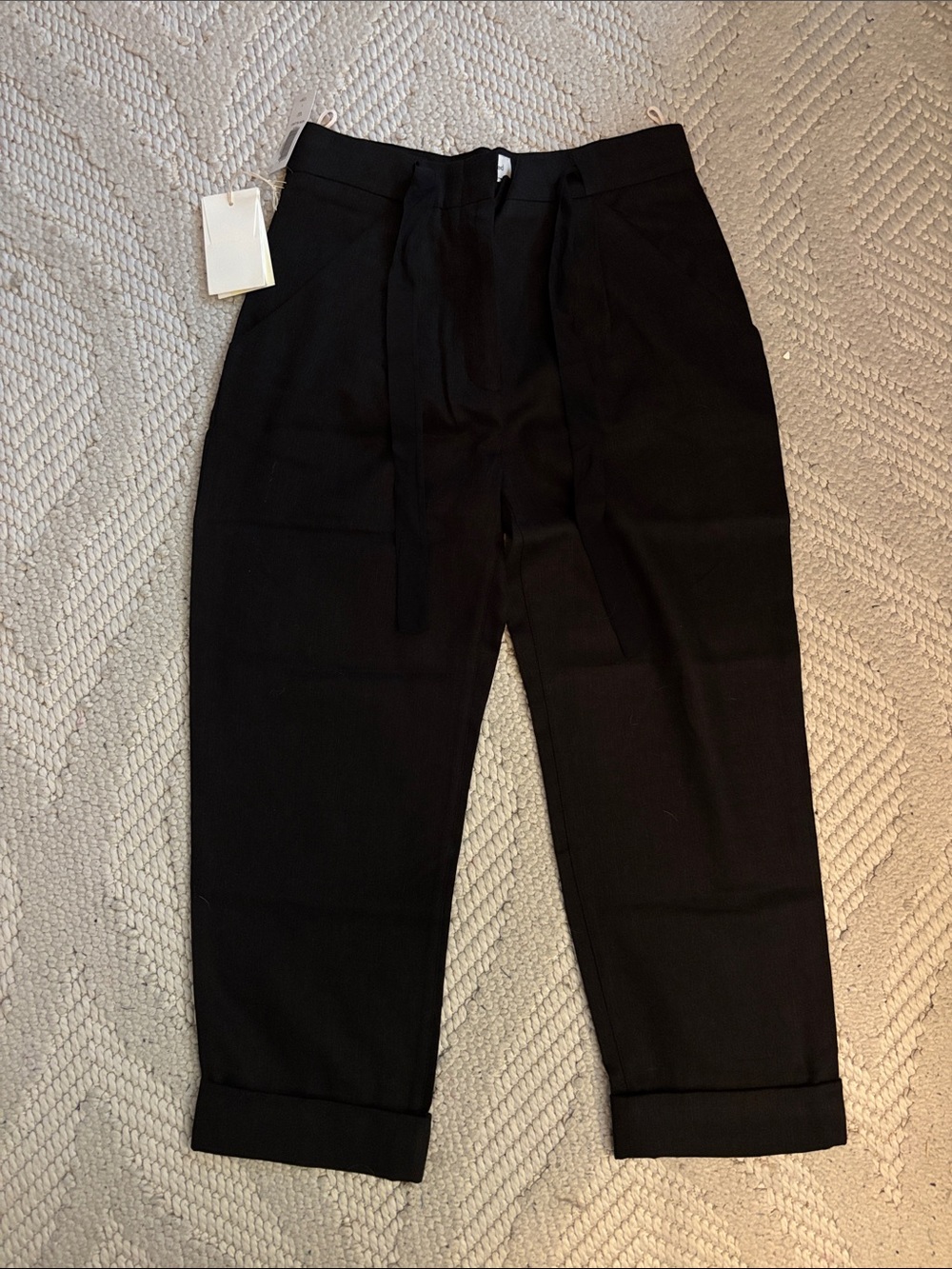 Women’s Black Pleated Tapered Dress Pants